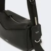 Mikro-Handtasche aus mattem Leder, schwarz Mikro-Handtasche aus mattem Leder, schwarz