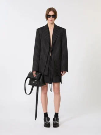 Minirock aus Gabardine mit Nadelstreifen, schwarz Minirock aus Gabardine mit Nadelstreifen, schwarz