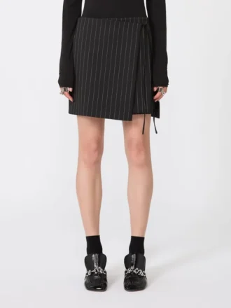 Minirock aus Gabardine mit Nadelstreifen, schwarz Minirock aus Gabardine mit Nadelstreifen, schwarz