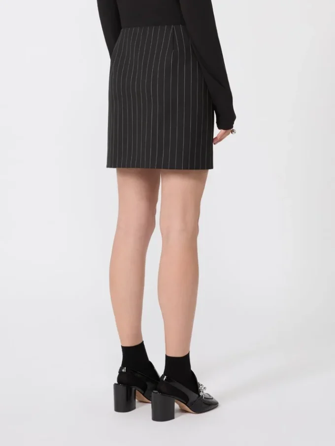 Minirock aus Gabardine mit Nadelstreifen, schwarz Minirock aus Gabardine mit Nadelstreifen, schwarz