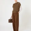 Mit Pailletten verzierter Pullover aus Baumwoll-Mesh-Strick, haselnussbraun Mit Pailletten verzierter Pullover aus Baumwoll-Mesh-Strick, haselnussbraun