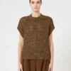 Mit Pailletten verzierter Pullover aus Baumwoll-Mesh-Strick, haselnussbraun Mit Pailletten verzierter Pullover aus Baumwoll-Mesh-Strick, haselnussbraun