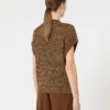 Mit Pailletten verzierter Pullover aus Baumwoll-Mesh-Strick, haselnussbraun Mit Pailletten verzierter Pullover aus Baumwoll-Mesh-Strick, haselnussbraun