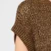 Mit Pailletten verzierter Pullover aus Baumwoll-Mesh-Strick, haselnussbraun Mit Pailletten verzierter Pullover aus Baumwoll-Mesh-Strick, haselnussbraun