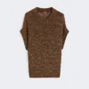Mit Pailletten verzierter Pullover aus Baumwoll-Mesh-Strick, haselnussbraun Mit Pailletten verzierter Pullover aus Baumwoll-Mesh-Strick, haselnussbraun