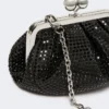 Mit Strasssteinen verzierte kleine Satin-Pasticcino-Tasche, dunkelgrau Mit Strasssteinen verzierte kleine Satin-Pasticcino-Tasche, dunkelgrau