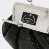 Mit Strasssteinen verzierte kleine Satin-Pasticcino-Tasche, dunkelgrau Mit Strasssteinen verzierte kleine Satin-Pasticcino-Tasche, dunkelgrau