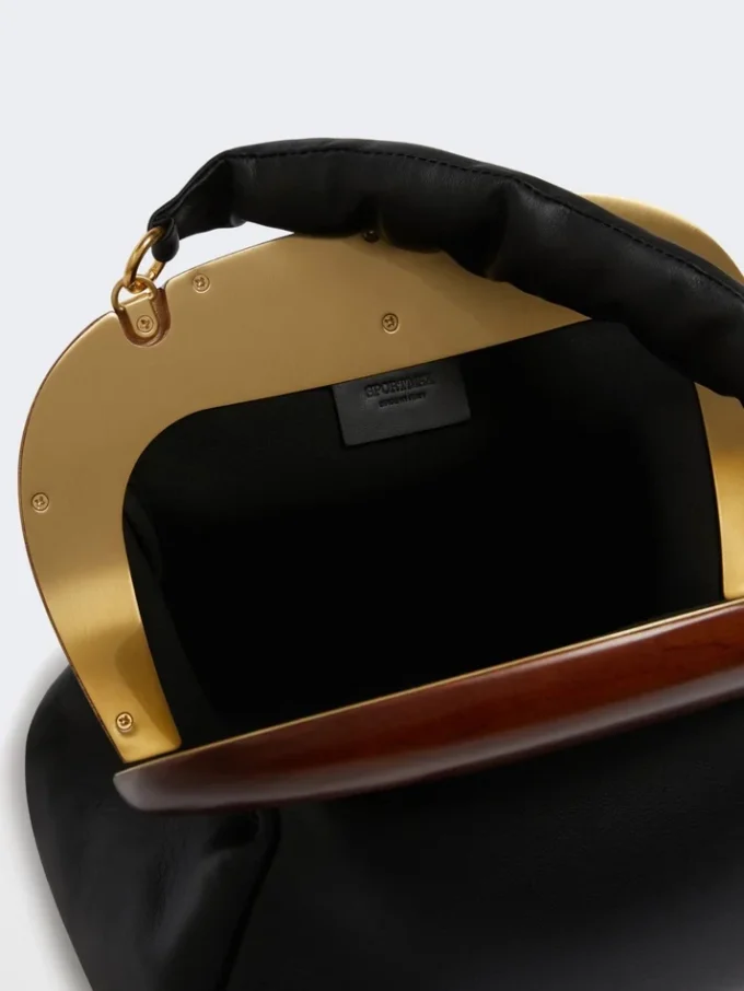 Mittlere Bouba-Tasche aus Leder, schwarz