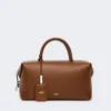 Mittlere Bowler-Tasche aus naturbelassenem Leder, bernsteinfarben