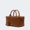 Mittlere Bowler-Tasche aus naturbelassenem Leder, bernsteinfarben