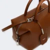 Mittlere Bowler-Tasche aus naturbelassenem Leder, bernsteinfarben