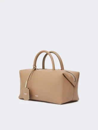 Mittlere Bowler-Tasche aus naturbelassenem Leder, Farbe: Mud