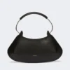 Mittlere Caju-Tasche aus Leder, schwarz Mittlere Caju-Tasche aus Leder, schwarz