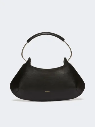 Mittlere Caju-Tasche aus Leder, schwarz