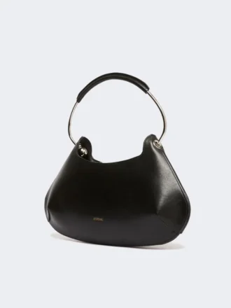 Mittlere Caju-Tasche aus Leder, schwarz