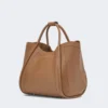 Mittlere Marine-Handtasche aus Leder, braun-bronzefarben
