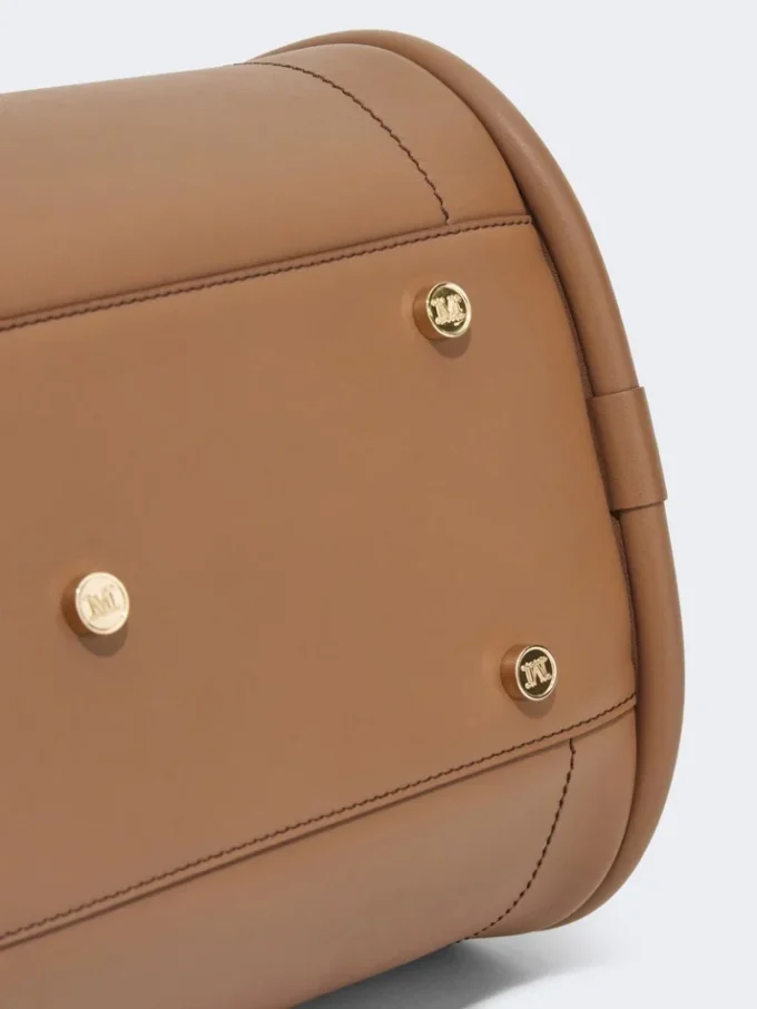 Mittlere Marine-Handtasche aus Leder, braun-bronzefarben