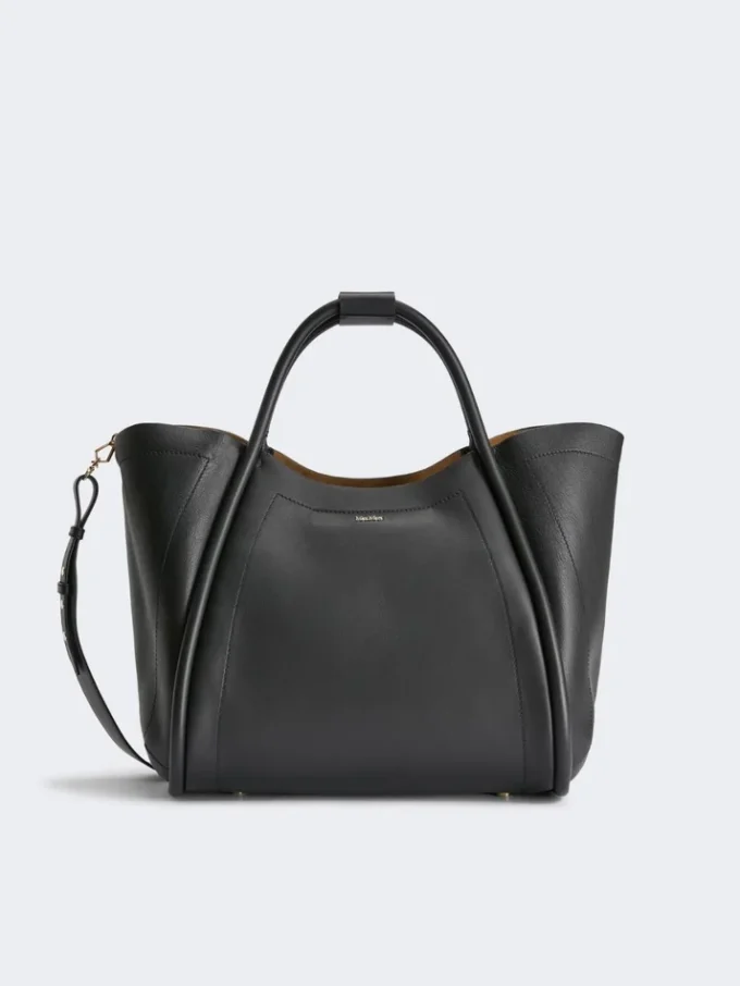Mittlere Marine-Tasche aus Leder, schwarz Mittlere Marine-Tasche aus Leder, schwarz