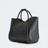 Mittlere Marine-Tasche aus Leder, schwarz Mittlere Marine-Tasche aus Leder, schwarz