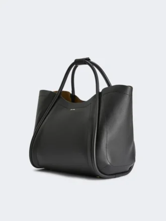 Mittlere Marine-Tasche aus Leder, schwarz