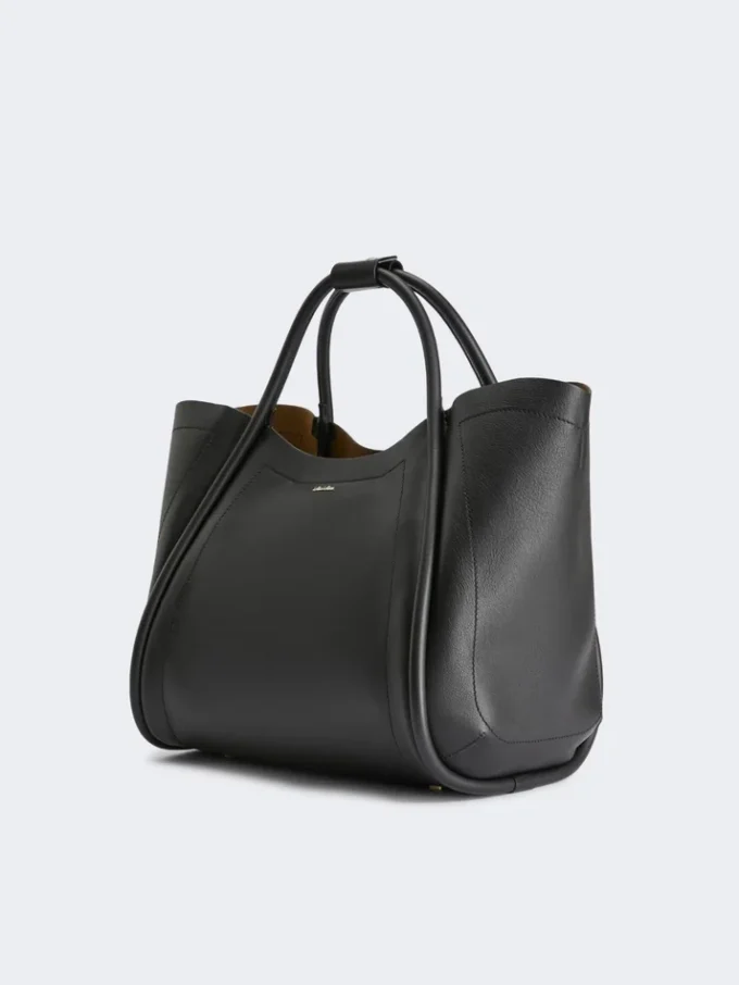 Mittlere Marine-Tasche aus Leder, schwarz Mittlere Marine-Tasche aus Leder, schwarz