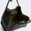 Mittlere Marine-Tasche aus Leder, schwarz Mittlere Marine-Tasche aus Leder, schwarz