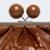 Mittlere Pasticcino-Tasche aus Leder mit Krokodilprägung, rotbraun