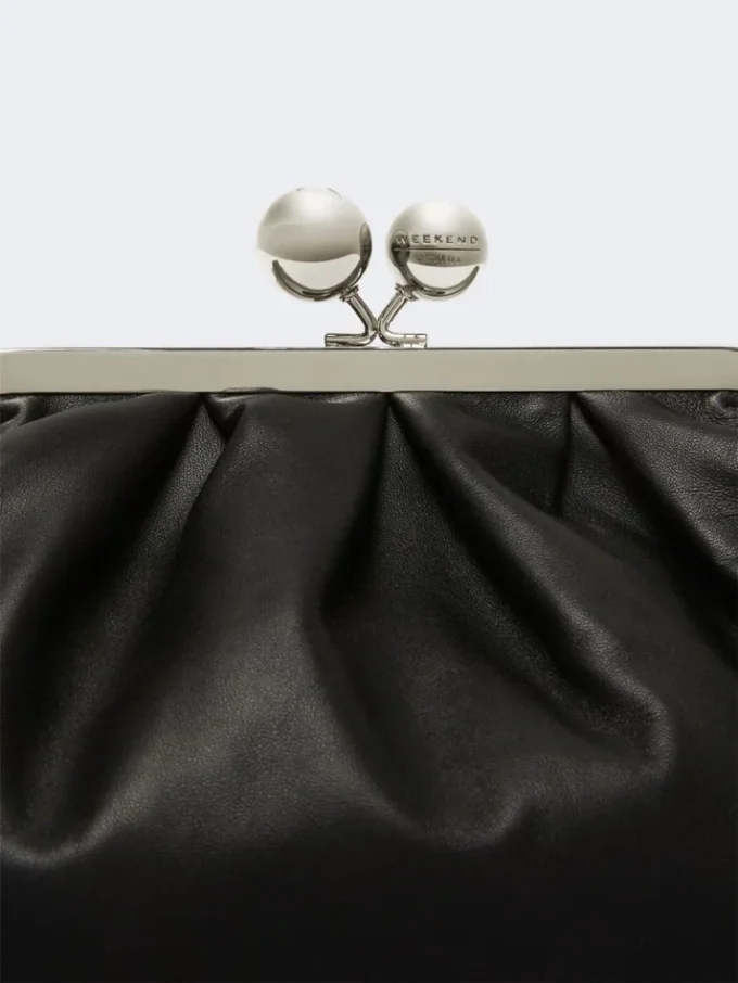 Mittlere Pasticcino-Tasche aus Schafsleder, schwarz Mittlere Pasticcino-Tasche aus Schafsleder, schwarz