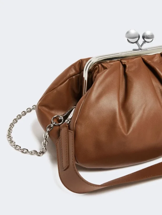 Mittlere Pasticcino-Tasche aus Schafsleder, tabakfarben