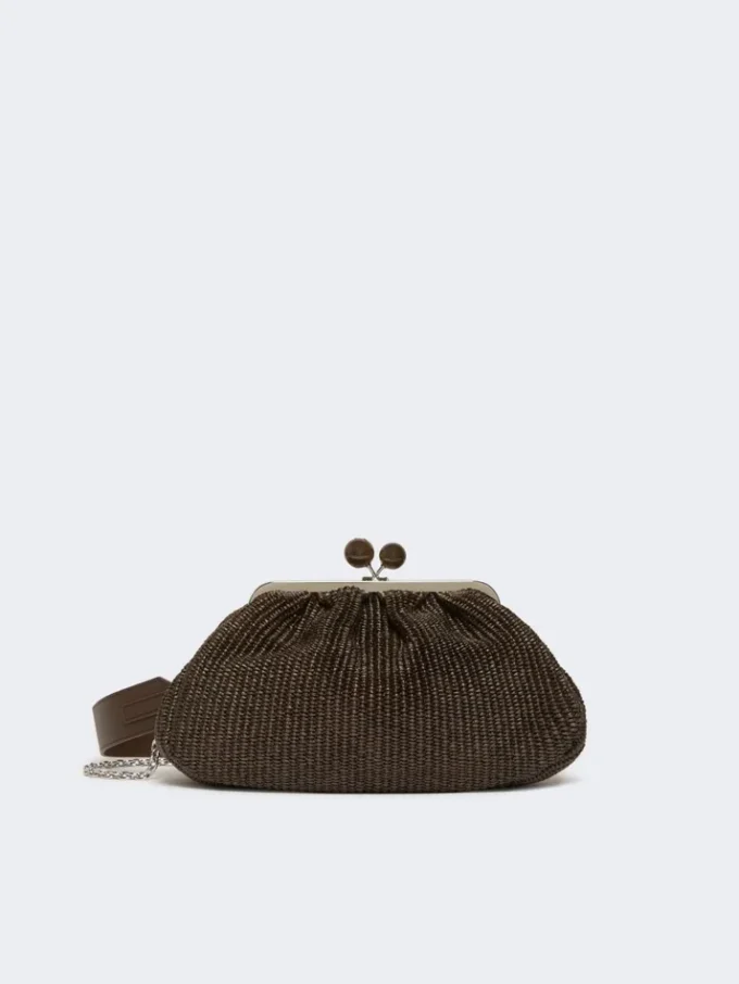 Mittlere Pasticcino-Tasche in Raffia-Optik, dunkelbraun Mittlere Pasticcino-Tasche in Raffia-Optik, dunkelbraun