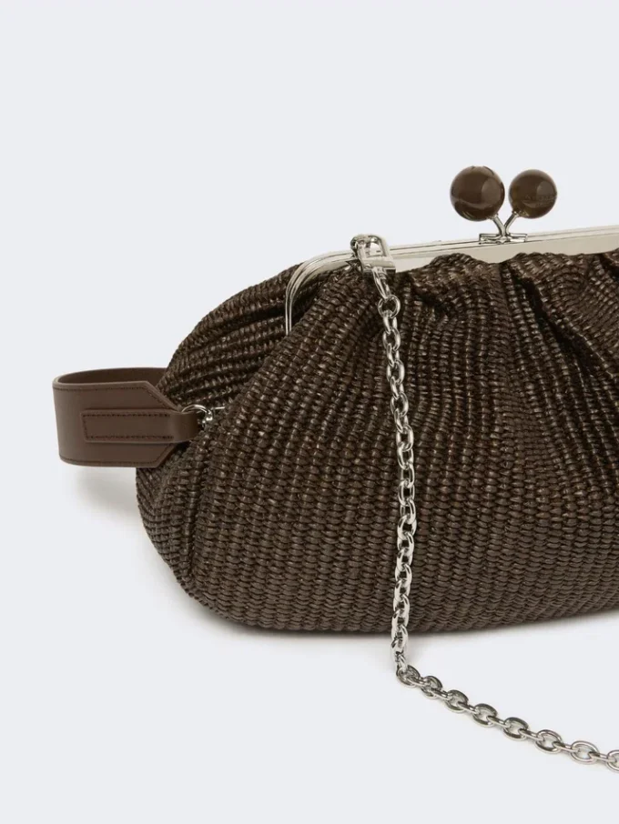 Mittlere Pasticcino-Tasche in Raffia-Optik, dunkelbraun Mittlere Pasticcino-Tasche in Raffia-Optik, dunkelbraun
