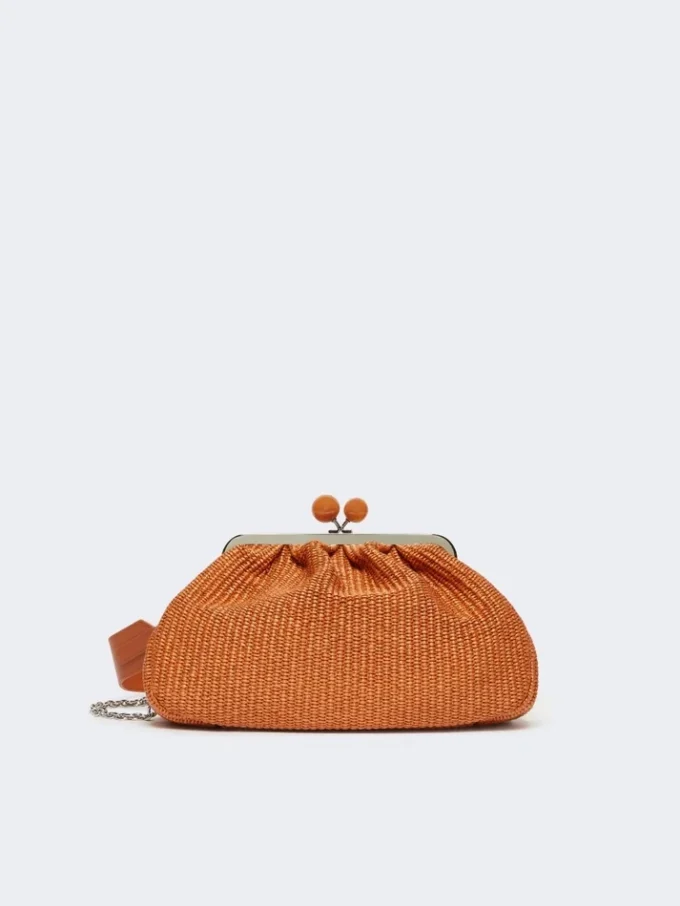 Mittlere Pasticcino-Tasche in Raffia-Optik, lachsfarben Mittlere Pasticcino-Tasche in Raffia-Optik, lachsfarben