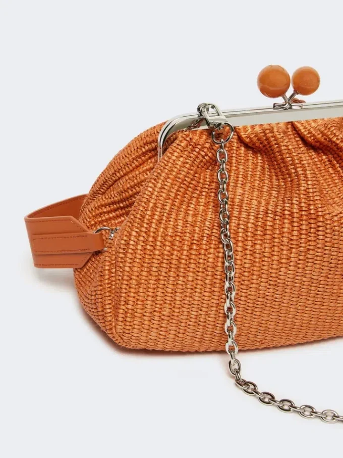 Mittlere Pasticcino-Tasche in Raffia-Optik, lachsfarben Mittlere Pasticcino-Tasche in Raffia-Optik, lachsfarben