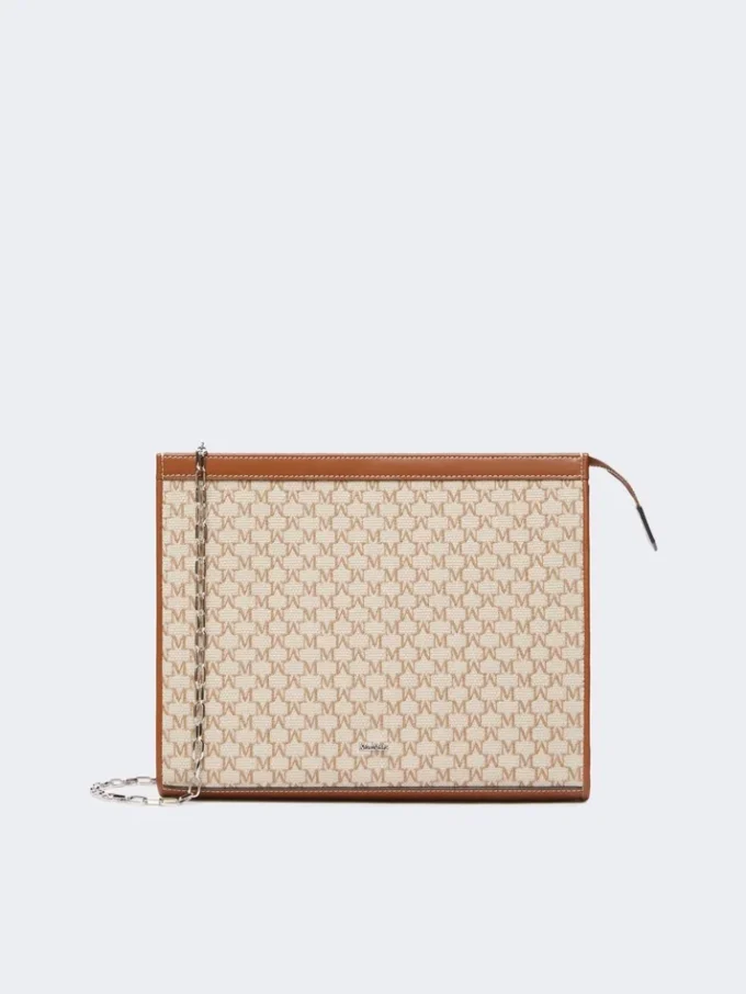 Mittlere Tasche aus Baumwolljacquard, haselnussbraun Mittlere Tasche aus Baumwolljacquard, haselnussbraun