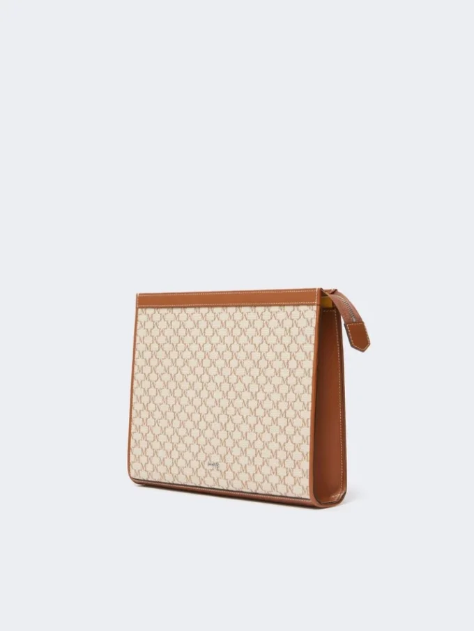 Mittlere Tasche aus Baumwolljacquard, haselnussbraun Mittlere Tasche aus Baumwolljacquard, haselnussbraun