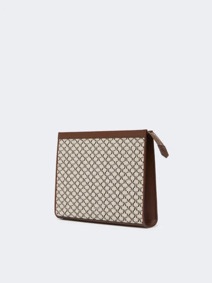 Mittlere Tasche aus Baumwolljacquard, schwarz Mittlere Tasche aus Baumwolljacquard, schwarz