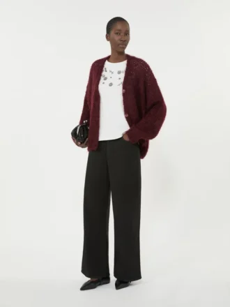 Mohair-Strickjacke, Bordeaux Mohair-Strickjacke, Bordeaux