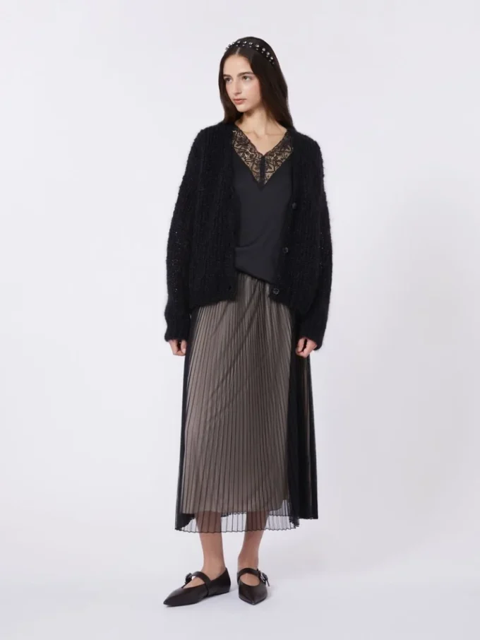 Mohair-Strickjacke, schwarz Mohair-Strickjacke, schwarz