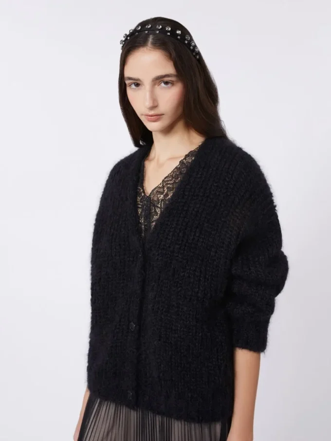 Mohair-Strickjacke, schwarz Mohair-Strickjacke, schwarz
