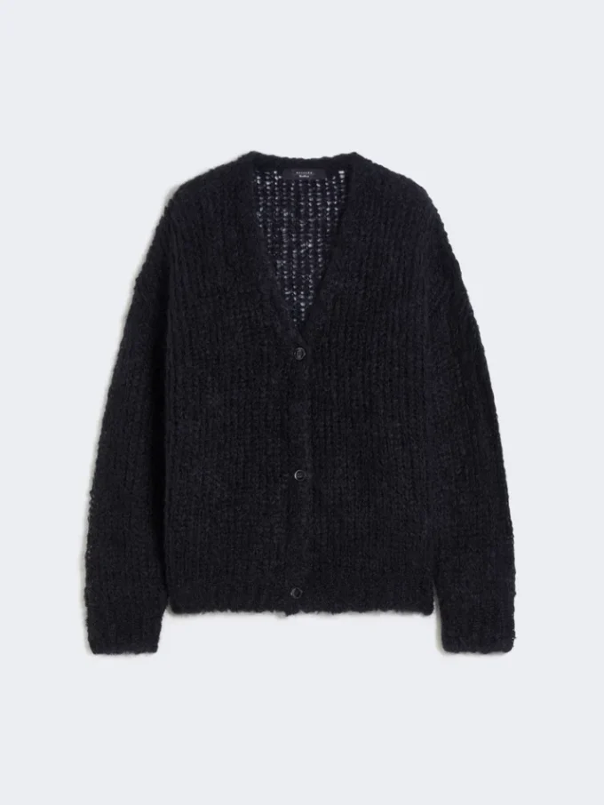 Mohair-Strickjacke, schwarz Mohair-Strickjacke, schwarz
