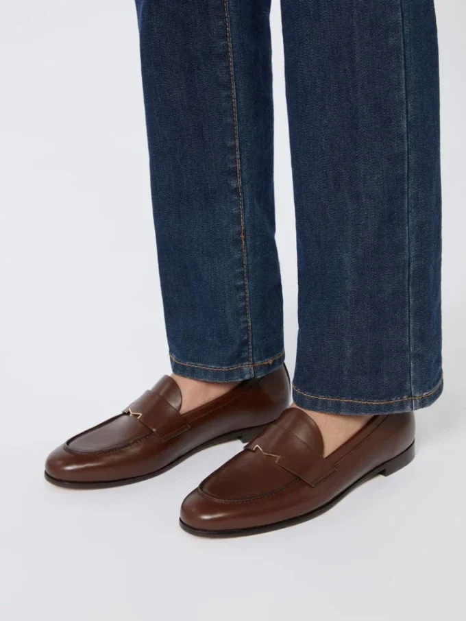 Mokassins aus seidenmattem Leder, kakao Mokassins aus seidenmattem Leder, kakao