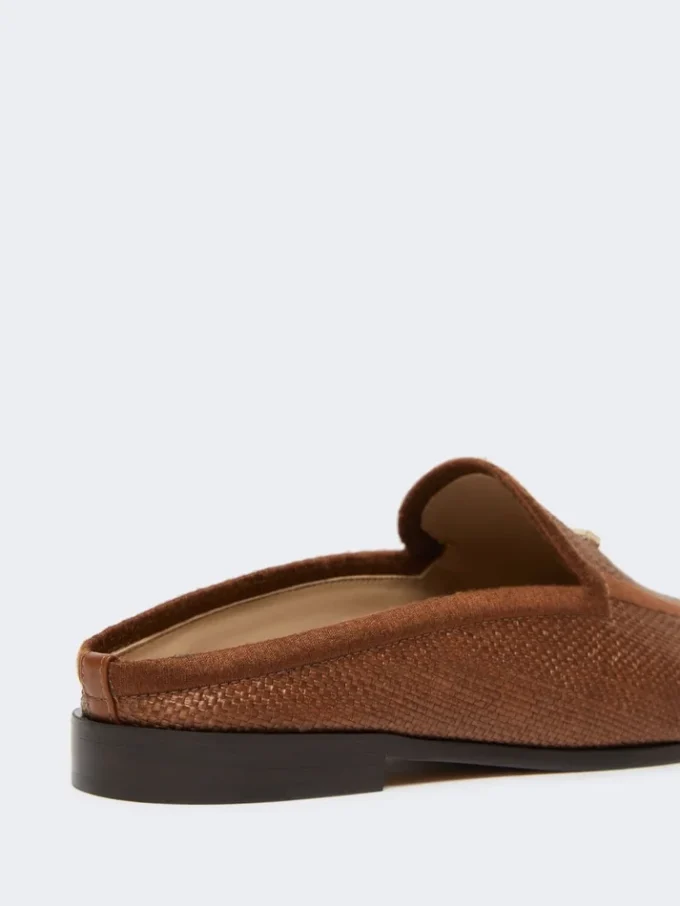 Mules aus Canvas mit Raffia-Effekt, bernsteinbraun Mules aus Canvas mit Raffia-Effekt, bernsteinbraun