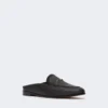 Mules aus Canvas mit Raffia-Effekt, schwarz Mules aus Canvas mit Raffia-Effekt, schwarz
