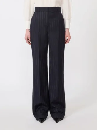 Nadelstreifen-Hose aus Wolle, marineblau