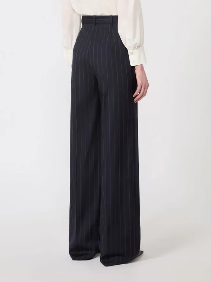Nadelstreifen-Hose aus Wolle, marineblau Nadelstreifen-Hose aus Wolle, marineblau