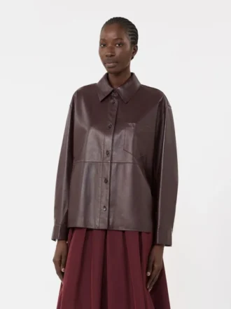 Nappaleder-Hemdjacke, bordeaux