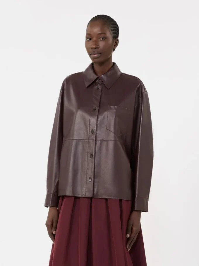 Nappaleder-Hemdjacke, bordeaux Nappaleder-Hemdjacke, bordeaux