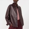 Nappaleder-Hemdjacke, bordeaux Nappaleder-Hemdjacke, bordeaux