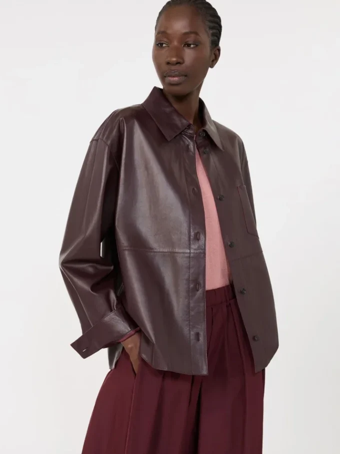 Nappaleder-Hemdjacke, bordeaux Nappaleder-Hemdjacke, bordeaux