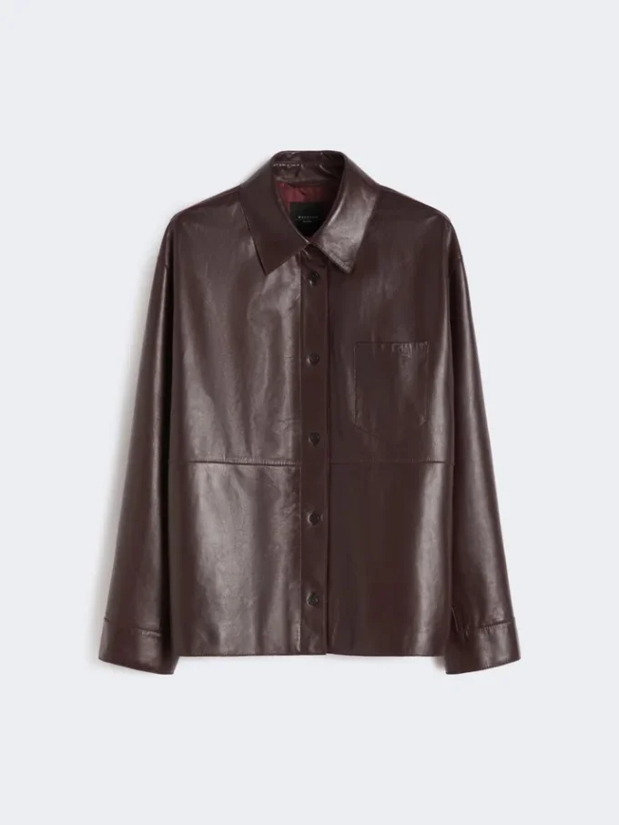 Nappaleder-Hemdjacke, bordeaux Nappaleder-Hemdjacke, bordeaux